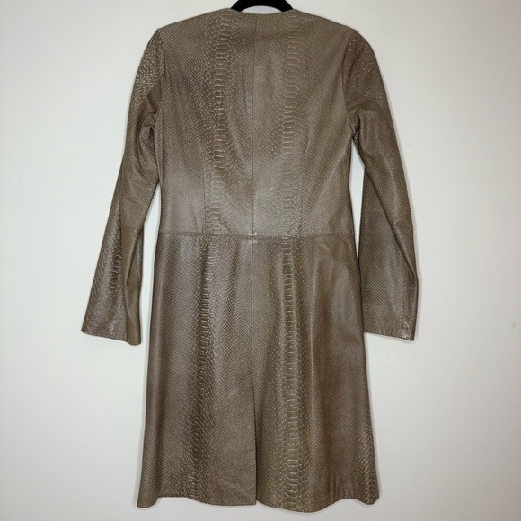 BCBGMAXAZRIA 100% Genuine Leather Tan Snakeskin Longlined Layering Fall Jacket - Picture 8 of 11